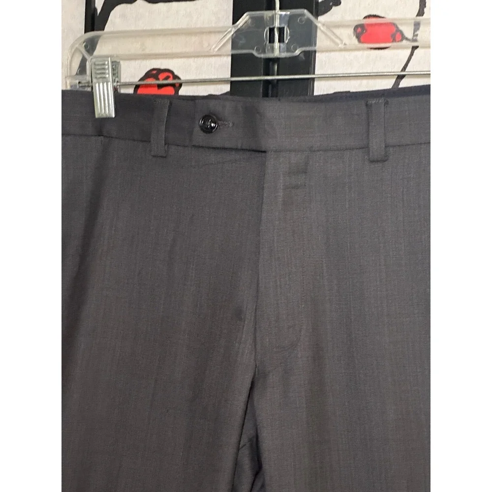 TED BAKER London Jefferson 100% Wool Gray Flat Front Dress Pants 36R 36x33‎